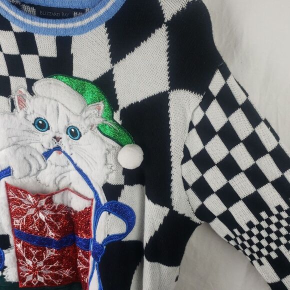 Blizzard Bay Women's Large Trippy Cat Ugly Christmas Sweater - Picture 5 of 11